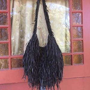 BLACK FRINGED POCKET BOOK
